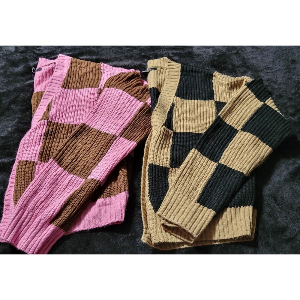 2 Forever 21 Women's Plaid Button Front Cardigan Size Size Large Pink Black